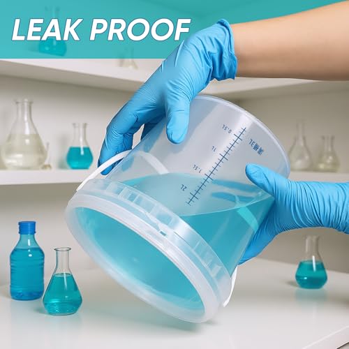 Image of ASEVAT Clear Bucket Graduated Pail Container with Lid, Food Grade Buckets, Cleaning Containers Plastic Pails Extra Durable Handles with Grip for Easy Carrying (ClearRound, 0.3gal)