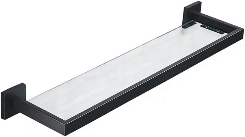 LJJL Black 304 Stainless Steel Single-Layer Wall-Mounted Bathroom Shelf Cosmetic Rack 60cm Space-Saving Storage for Beauty Products and Essentials
