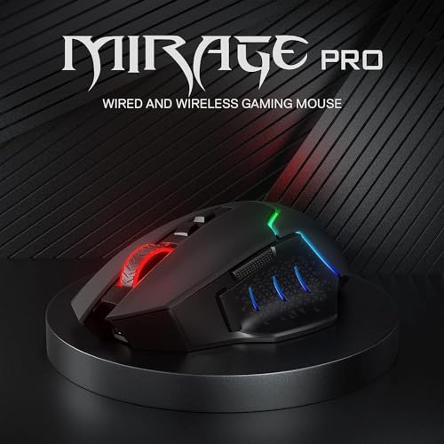 Redragon M690 PRO Wireless Gaming Mouse, 8000 DPI Wired/Wireless Gamer Mouse w/Rapid Fire Key, 8 Macro Buttons, Ergonomic Design for PC/Mac/Laptop, Black - Image 3