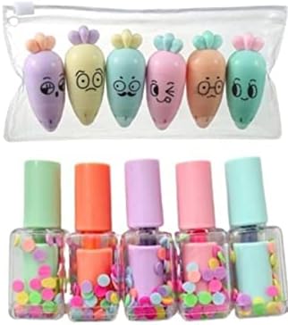 Havuç ve Oje Şekilli Fosforlu Kalem Seti, Çok Renkli EASYSO2934 T...