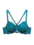 Savage X Fenty, Women's, Romantic Corded Lace Front-Closure Push Up Bra, Laidback Blue, 34C