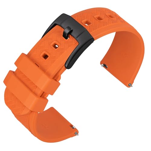 ANNEFIT Correa de reloj FKM de goma flúor para hombre con hebilla negra