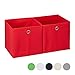 Relaxdays Set da 2 Cestini Porta-Oggetti , Quadrati, per lo Scaffale, Scatole a Forma di Cubo, 30x30x30 cm, Rosso