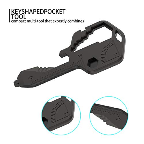 24 in 1 Multi-Tool Key，Key Pocket Tool for Universal Gadget Functions，Stainless Steel Keychain Multi-Tools for Screwdriver, Bottle Opener, Drill Driver, Box Cutter, Wrench, Ruler - Thumbnail 7