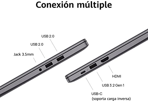 HUAWEI MateBook 14 - Ordenador portátil 14" 2K (AMD Ryzen 5-4600H, 8GB RAM, 512GB SSD, Windows 10 Home) Gris - Teclado QWERTY español