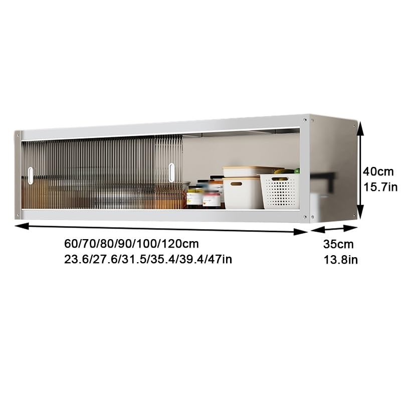 Armadio industriale da parete in acciaio inox, grande capacità, con ante scorrevoli (90 x 35 x 40 cm), perfetto per uso domestico e commerciale