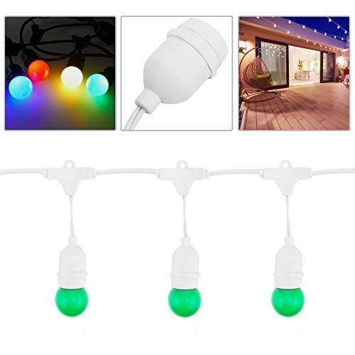 PrimeMatik GI09-VCES Lichterkette mit 20 Lampen mit Fassung E27 außen IP64 Elektrisches Kabel 20 m ausziehbar Weiß (GI09)
