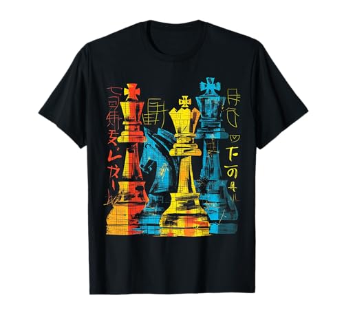 Texte d'échecs Motif Graphique coloré Art échecs T-Shirt