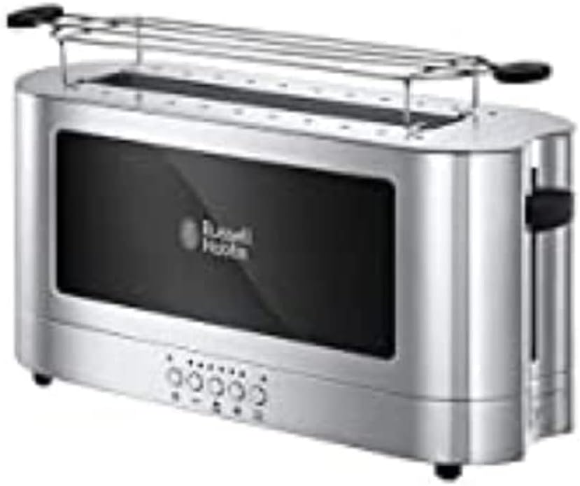 Russell Hobbs 23380-56 Elegance Cam Ekmek Kızartma Makinesi, 2200 W, 2 Dilim, Paslanmaz Çelik, Gümüş