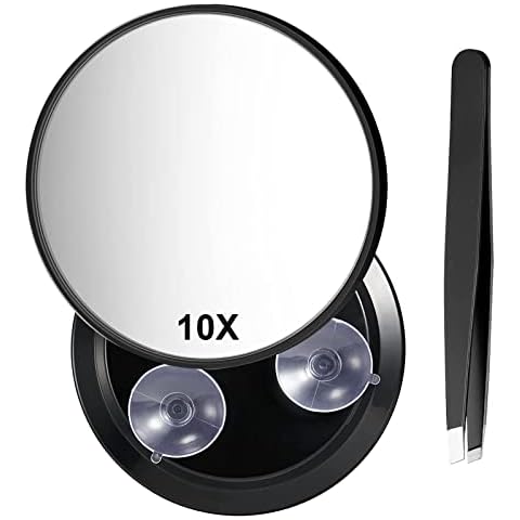 wlertcop Magnifying Mirror 10x Travel Magnifying Mirror Compact Mirror with Tweezer Cosmetic Mirror Magnified Makeup Mirror tweezer magnifying mirror for Eyebrow Tweezing Makeup & Bathroom Shaving Cover