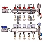 Kudos-Trading 5 Port Underfloor Heating Manifold Efficient Heating Solution for Your Home Maximize Comfort Save Energy Sturdy Design Suitable for Water-Based Radiant Floor Heating Systems.