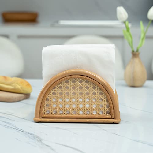 Rattan Napkin Dispenser - Farmhouse Distressed Wooden Rustic Coastal Picnic Table Napkin Holder - Image 6