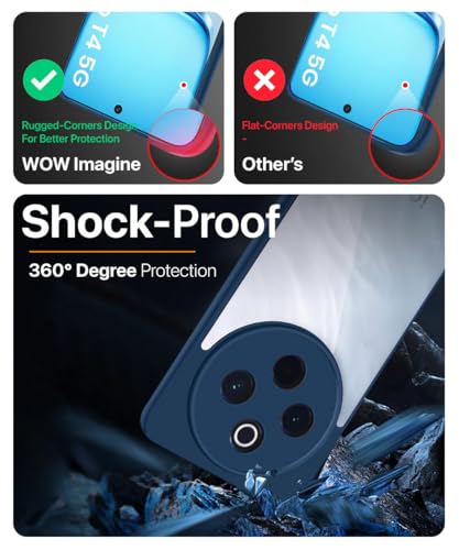 Image of WOW IMAGINE Shockproof Hybrid Back Cover for iQOO Z10 5G | Vivo T4 5G | Hard Slim fit Back Case | PC & TPU | Clear Transparent Case - Blue