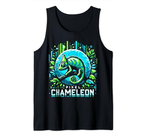 Camiseta Retro Pixel Chameleon - Amante de los reptiles Camiseta sin Mangas