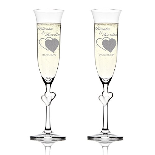 Stölzle Lausitz - Set di 2 bicchieri da spumante con effetto polarizzato inciso