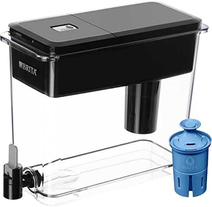 Brita XL Water Filter Dispenser for Tap and Drinking Water with 1 Elite Filter, 99% Less Lead, Lasts 6 Months, 27 Cup Capacity, BPA Free, Black