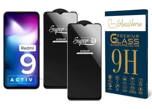 Image of GlassVerse 9H Gorilla Tempered Glass for Redmi 9 Active | HD Clarity Screen Protector, Ultra Strong 9H Protection, Edge to Edge, Case Friendly, Hassle-less Installation Kit Included. (Pack of 2)