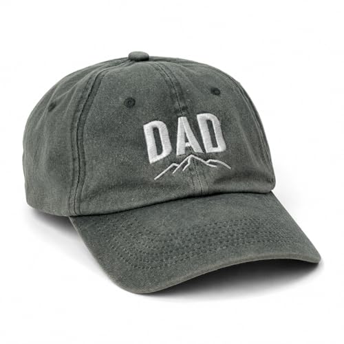 Image of Dad Hat for Men, Washed Cotton Baseball Cap with Brown Leather Patch, Adjustable