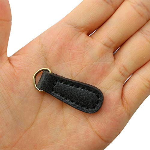 NX Garden 2pcs Genuine Leather Zipper Pulls Black Pull Strap Cord Zipper Pullers Durable Boot Jacket Bag Purse Accessories
