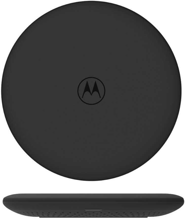 Motorola 10W Fast Wireless Charging Pad [Qi Certified] for Qi Devices- Comes with 18W AC Adapter and Long 6.Foot USB-A to USB-C Cable (Retail Box)