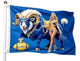 Outdoor Sports Flag 3X5 for Rams, Los Angeles Football Fans Gifts LA Banner for Home Office Anniversary Birthday, Double Sided