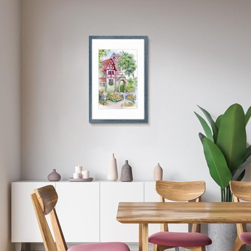Image of Frametory, 16X24 Picture Frame Display 12X18 with Mat or Without Mat, Horizontal or Vertical Wall Poster Frame with High Definition Glass, Wide Molding, Perfect for Home Decorate (Blue, 2 Pack)