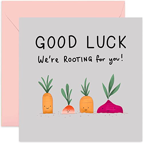 Old English Co. Root Vegetables Good Luck Card - Funny Cute Allotment Gardening Card For Men And Women | New Job, Promotion, Exams, Moving, Leaving | Blank Inside & Envelope Included #TOP8