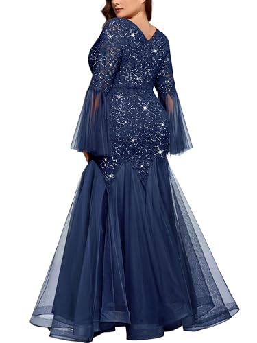 Image of MISSMAY Women's Plus Size Formal Evening Gowns Sequin Mermaid Tulle Dresses