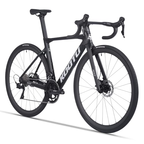 KOOTU Carbon Road Bike, T800 Lightweight Carbon Fiber Frame Racing Bicycle with Shimano 105 R7000 22 Speed Groupset and Mechanical Disc Brake for Adult - Thumbnail 4