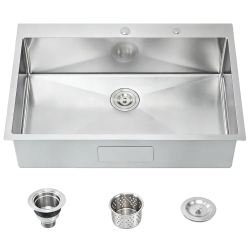 Image of KINGO HOME 33x22" Drop In Kitchen Sink,3D Embossed Finish Stainless Steel