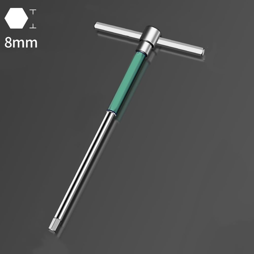 Set di 8 chiavi a T esagonali in acciaio inox con impugnatura rotante per riparazione di mobili e moto, argento
