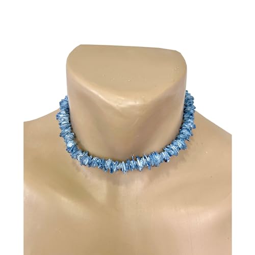 Ocean Blue Puka Shell Chip Hawaiian Choker Necklace2