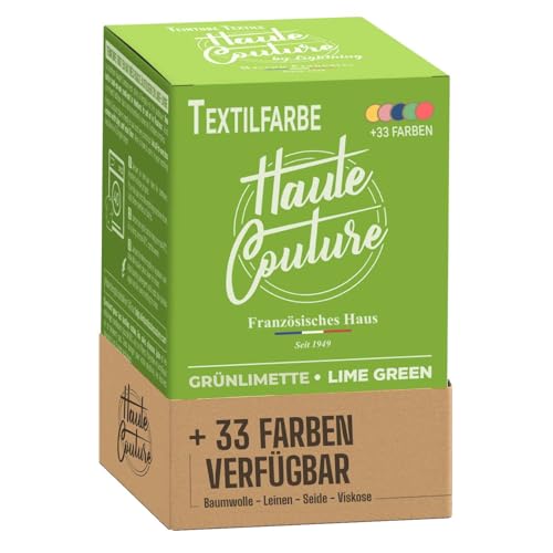 Textilfarbe Grün – Haute Couture – 33 Farben – All-in-One – 350 g – für Kleidung und Stoffe – GrünLimette