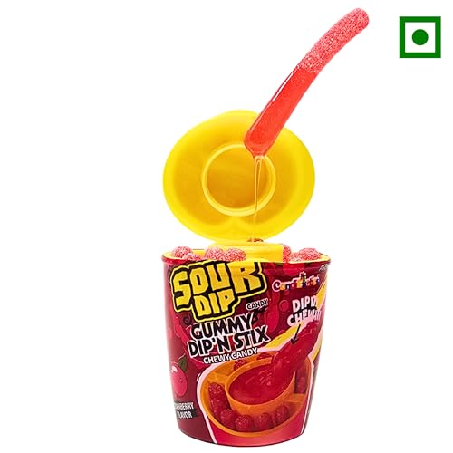 Image of CandiExotics Cranberry Flavour Dipping Sugar Liquid & Pectin Gummy Candy | 100% Vegan | Spooky Chewy Treats for Kids | Fun Party Pack - 96g