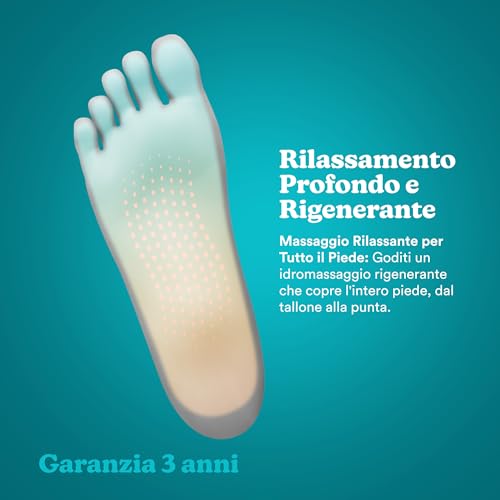 Quinta immagine Homedics Pediluvio Massaggiatore Piedi 4 in 1, Idromassaggio | Magnetoterapia, Vibrazione, Mantenimento Temperatura 40°C, Taglia Max 47, Bianco/Azzurro