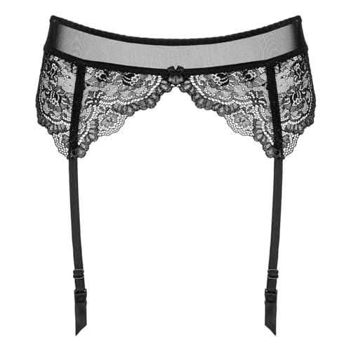 KOTEK Porte-jarretelles noir avec dentelle motif floral S, M, L, XL, Noir , S-M