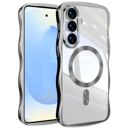 �E�F�[�u�f�U�C�� MagSafe�Ή� Galaxy S26 �p �P�[�X SC-51G SCG36 �J�o�[ ���� �N���A �J���������Y�ی� ���b�L���H �ϏՌ� �X�g���b�v�z�[�� �M�����N�V�[ (�V���o�[, Galaxy S26)