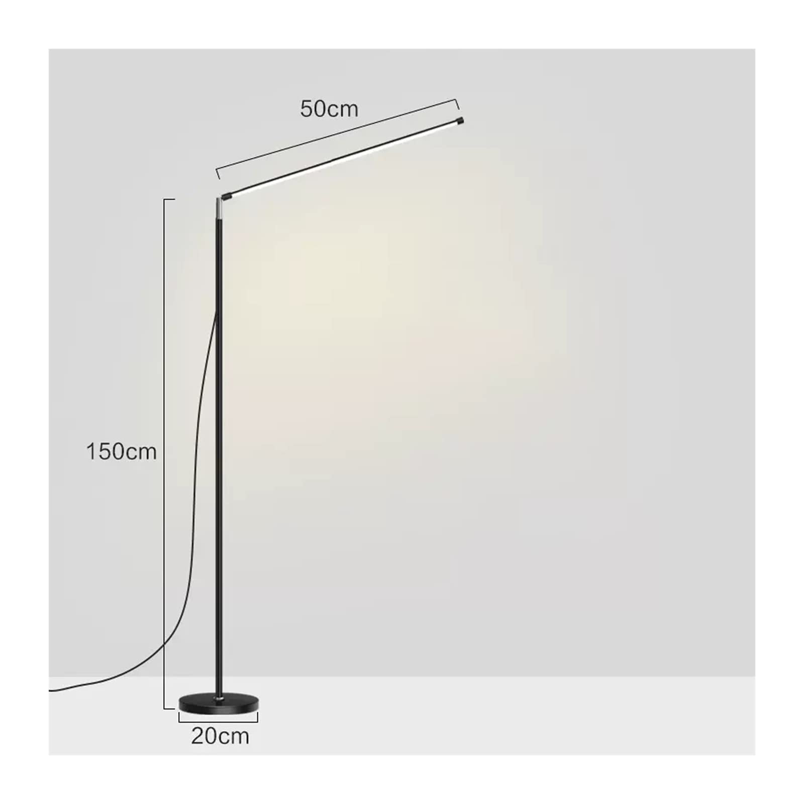 Nowoczesna lampa podłogowa LED super jasna lampa do salonu sypialni nocna wysoka lampa (czarna, 150 cm x 50 cm)