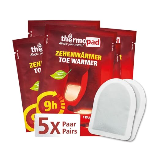 THERMOPAD scaldapiedi adesivi - 5 paia - piedi caldi per 9 ore - attivati a contatto con l'aria - cuscinetto termico - solette termichi per il sport all'aperto