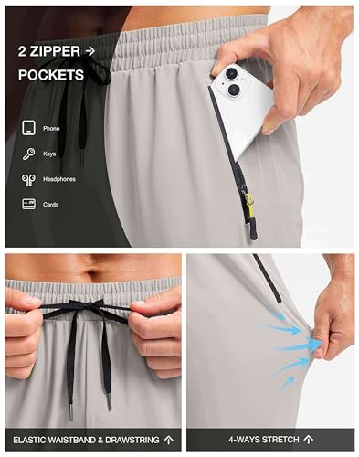 Image of Pudolla Men's Lightweight Hiking Pants Quick Dry Outdoor Sweatpants with Zipper Pockets for Athletic Workout Casual Travel