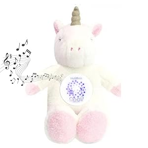 huborns - peluche musical bebe con 3 modos ruido blanco para dormir y 15 nanas, luz quitamiedos infantil con proyector…