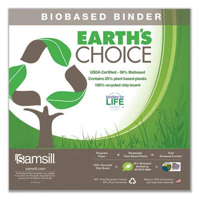 Image of Samsill Plant-Based 3 Inch Durable D-Ring, View Binder, Eco-Friendly, USDA Certified Biobased, White, Pack of 1