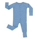 Little Sleepies Pajamas for Baby Boys & Girls, Viscose from Bamboo Baby Pajamas, Snug Baby Sleeper, Toddler PJs, 2-Way Zipper, Heather Blue, 3-6M