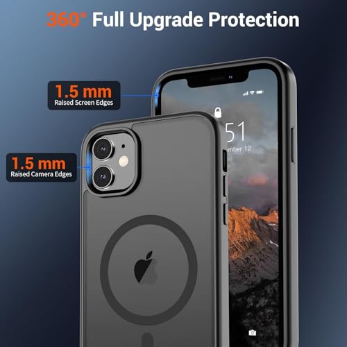 Image of iPhone 12 /12 pro Magsafe Hard Back Case | Matte Design & 360 Protection | Military-Grade Apple iPhone 12 /12 pro Cover | Strong Magnet Back - Black