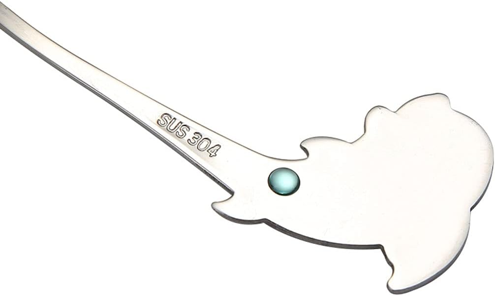 Tea spoons Stainless Steel Spoon Short Handle Coffee Spoon Stirring Spoon Creative Dolphin Head Dessert Spoon Hook Spoon Suitable for Family Use 5 Small Soup Spoons Ice tea spoons (Color : Silver