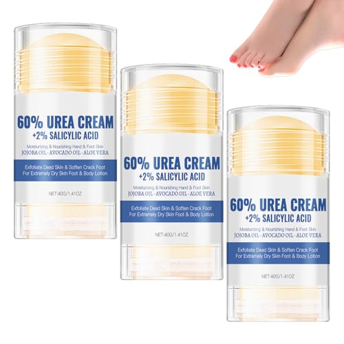 Crème pour les pieds hydratante et anti-crevasses à 60% d'urée, baume pour les talons et les pieds secs et crevassés, crème réparatrice pour les pieds, bâton de soin des pieds pour les callosités (3)