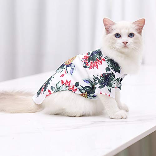 Dog Hawaiian Shirt Pet Dog Cat Clothes Summer Cooling T-Shirts Hawaii Style Dog Costume Breathable Cool Clothes Beach Puppy Outfit Sweatshirt Apparel #TOP2
