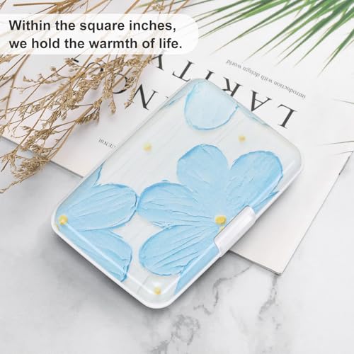 Image of ELFISH Mini RFID Aluminum Wallet Credit Cards Holder Business Card Case Metal ID Case for Men Women(Cerulean Flower)