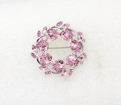 Image of Faship Gorgeous Rhinestone Crystal Floral Wreath Brooch Pin