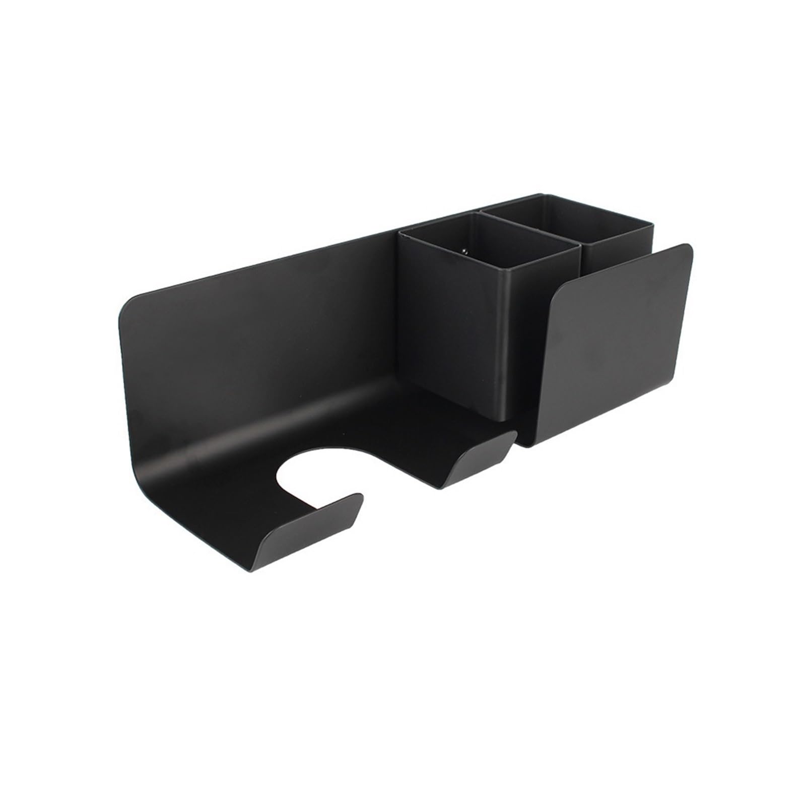 Soporte for secador de Pelo y Plancha, Estante de Almacenamiento Multifuncional, Organizador de secador de Pelo, Estante de Aluminio montado en la Pared para Baño，Barbería(Black Double Cup)